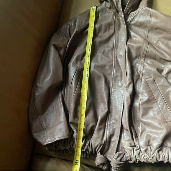 Bally vintage brown hooded leather jacket w ties made in Italy bomber sport - Picture 9 of 17